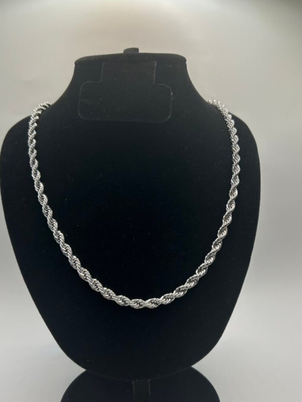 Real Silver Rope Chain 5mm 20 Inch Plated Unisex Necklace Sleek Solid Layering